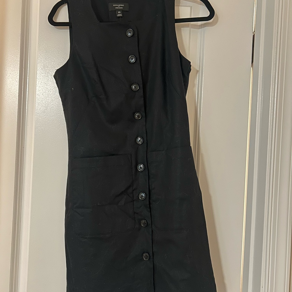 Never worn Banana Republic Factory Black Button-Front Mini Dress